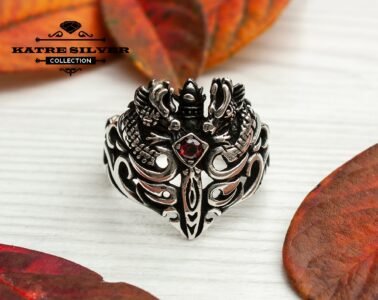 Celtic Dragonsword Medieval Ring Celtic Dragon Sword Medieval Silver Ring Solid Sterling Unique Silver Jewelry Gift for Him Men Ring - Image 3