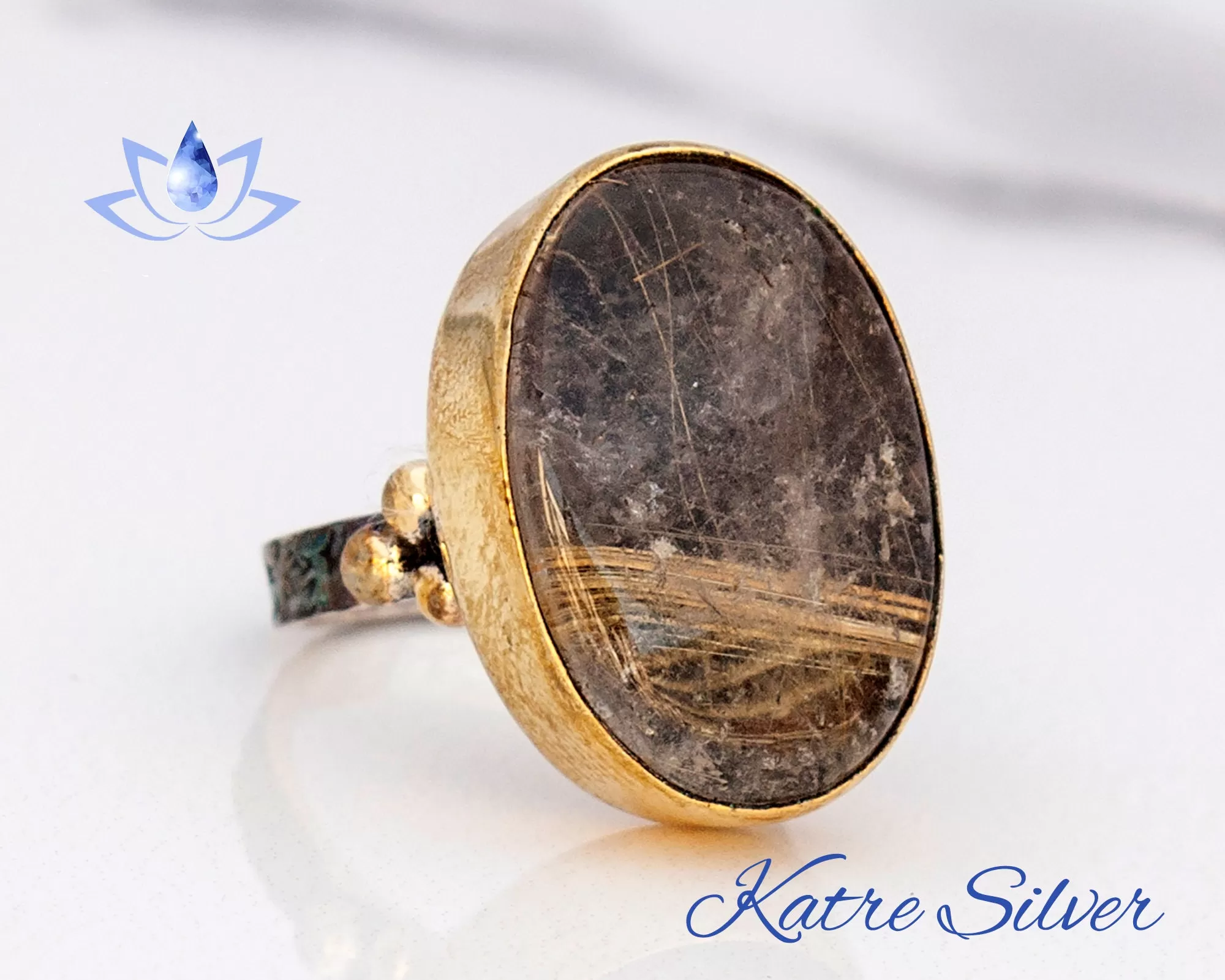 Rutilated Quartz Ring, Oval Gemstone, Handmade Silver Ring, Women's Rings, Statement Ring, Natural Ring, Daily Use Ring, Anniversary Ring