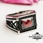 Red Statement Ring, Unique Mens Ring, Turkish Summer Jewelry, Turkish Ring, Ruby Ring, Cubic Zircon, Gift for Him, Boho Jewelry, Red Stone Ring