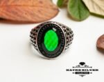 Green Statement Ring Unique Mens Ring Celtic Handcrafted Silver Rings Massive Ring Unique Mens Ring Green Silver Ring Turkish Summer Jewelry - Image 3