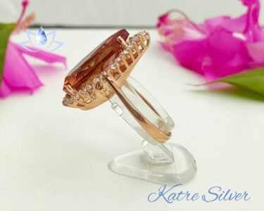 Rose Gold Pear Sultanite Woman Ring, Handmade Silver Ring, Diaspore Woman Ring, Long Ring, Statement Ring, Sterling Silver - Image 8