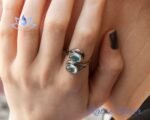 Gorgeous Blue Topaz Women Ring, Handmade Gemstone Ring, Boho Jewelry, Real Silver Statement Ring, Genuine Birthstone Ring, Anniversary Gift - Image 2
