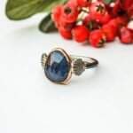 Sapphire Ring, Minimalist Ring, Blue Gift Women, Oyster Shell Sister Gift Nature Inspired September Birthstone Jewelry Gift Mom - Image 3