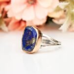 Gorgeous Gold and Blue Lapis Lazuli Ring, Handmade 925 Sterling Silver Women Ring, Rose Gold Chunky Ring, Gemstone Jewelry, Birthstone Gift - Image 4