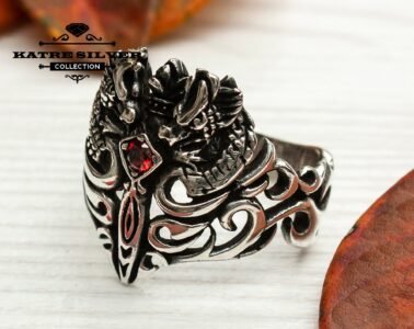 Celtic Dragonsword Medieval Ring Celtic Dragon Sword Medieval Silver Ring Solid Sterling Unique Silver Jewelry Gift for Him Men Ring - Image 4
