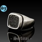 Black Zircon Men Ring , Sterling Silver Ring, Gemstone Jewelry for Men, Authentic Ring, Mens Gift, Classic Men Gift, Men Birthday Gift