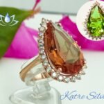 Rose Gold Pear Sultanite Woman Ring, Handmade Silver Ring, Diaspore Woman Ring, Long Ring, Statement Ring, Sterling Silver