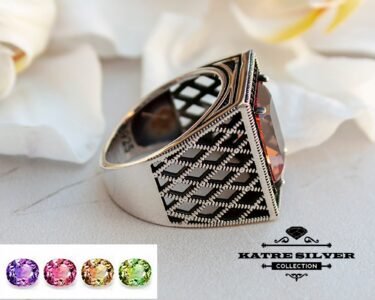 Powerful Sultanite Men Ring 925 Sterling Silver – Color Change Diaspore Statement Ottoman Style Ring Handmade Gift for Him - Image 8