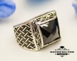 Onyx Stone Men Ring, Ottoman Mens Ring, Mens Handmade Ring, Turkish Handmade Silver Men Ring, Gift for Him, 925k Sterling Silver Ring, Black
