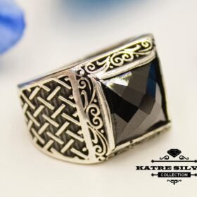 Onyx Stone Men Ring, Ottoman Mens Ring, Mens Handmade Ring, Turkish Handmade Silver Men Ring, Gift for Him, 925k Sterling Silver Ring, Black