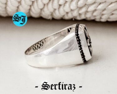 Fleur De Lis Ring, Gothic Silver Ring, Black Zicron Ring, Men's Signet Ring, Byzantine Ring, Viking Ring, 925 Sterling Silver Ring, Men Gift - Image 7