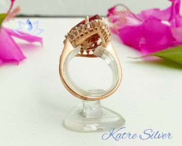 Rose Gold Pear Sultanite Woman Ring, Handmade Silver Ring, Diaspore Woman Ring, Long Ring, Statement Ring, Sterling Silver - Image 9