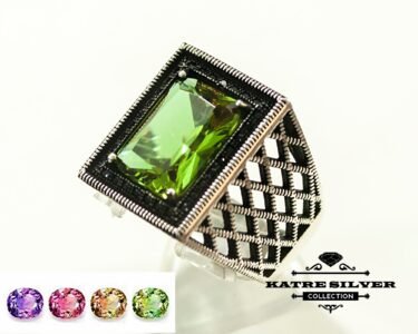 Powerful Sultanite Men Ring 925 Sterling Silver – Color Change Diaspore Statement Ottoman Style Ring Handmade Gift for Him - Image 4