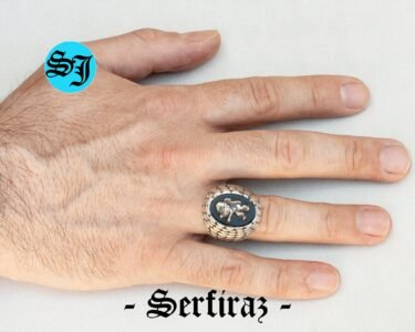 Lion Men Ring, Black Onyx Ring, Gothic Style Lion Ring, Wild Lion Mens Jewelry, Grandfather Gift, Engagement Men Ring, Husband Gift Ring - Image 2