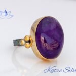 Natural Amethyst Ring, Purple Stone Boho Ring, Oval Shape Stone, Minimalist Gemstone Ring, Promise Ring, Anniversary Ring