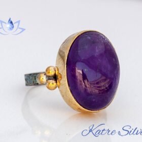 Natural Amethyst Ring, Purple Stone Boho Ring, Oval Shape Stone, Minimalist Gemstone Ring, Promise Ring, Anniversary Ring