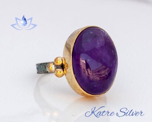 Natural Amethyst Ring, Purple Stone Boho Ring, Oval Shape Stone, Minimalist Gemstone Ring, Promise Ring, Anniversary Ring