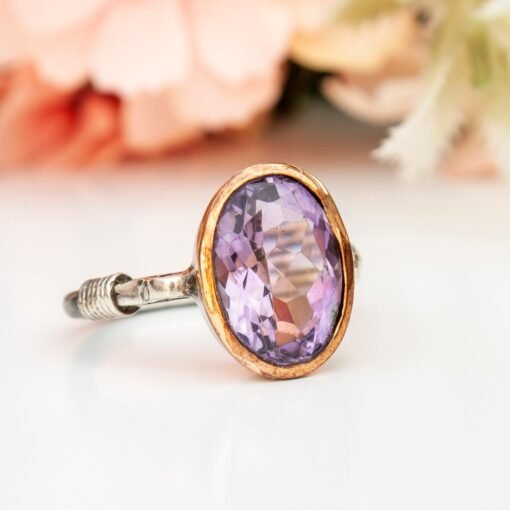 Raw Amethyst Ring, Sterling Silver Rings for Women, Natural Uncut Gemstone Crystal Raw Stone Ring, Gift for Her