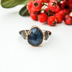 Sapphire Ring, Minimalist Ring, Blue Gift Women, Oyster Shell Sister Gift Nature Inspired September Birthstone Jewelry Gift Mom