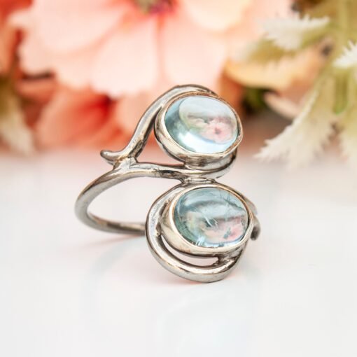 Gorgeous Blue Topaz Women Ring, Handmade Gemstone Ring, Boho Jewelry, Real Silver Statement Ring, Genuine Birthstone Ring, Anniversary Gift