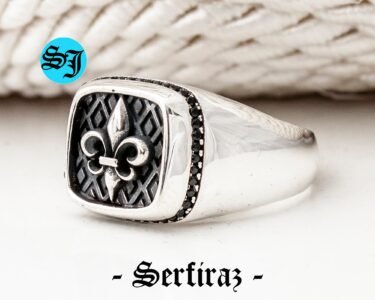 Fleur De Lis Ring, Gothic Silver Ring, Black Zicron Ring, Men's Signet Ring, Byzantine Ring, Viking Ring, 925 Sterling Silver Ring, Men Gift - Image 5