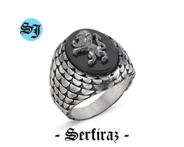 Lion Men Ring, Black Onyx Ring, Gothic Style Lion Ring, Wild Lion Mens Jewelry, Grandfather Gift, Engagement Men Ring, Husband Gift Ring - Image 5