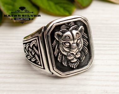 lion ring sterling silver mens lion head ring