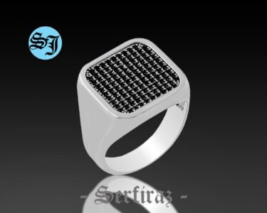 Square Classic Men Ring, Black Zircon Men Ring, Gemstone Jewelry, Authentic Silver Ring, Grandfather Gift, Engagement Men Ring, Fathers Gift - Image 3