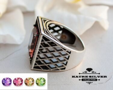 Powerful Sultanite Men Ring 925 Sterling Silver – Color Change Diaspore Statement Ottoman Style Ring Handmade Gift for Him - Image 7