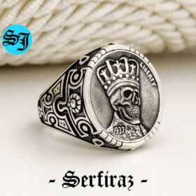 Mens Skull Ring, Turkish Handmade Skull Ring, Biker Ring, Jewelry, Silver Skull Ring, Sterling Silver 925K, Gothic Ring