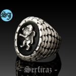 Lion Men Ring, Black Onyx Ring, Gothic Style Lion Ring, Wild Lion Mens Jewelry, Grandfather Gift, Engagement Men Ring, Husband Gift Ring
