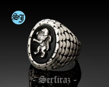 Lion Men Ring, Black Onyx Ring, Gothic Style Lion Ring, Wild Lion Mens Jewelry, Grandfather Gift, Engagement Men Ring, Husband Gift Ring