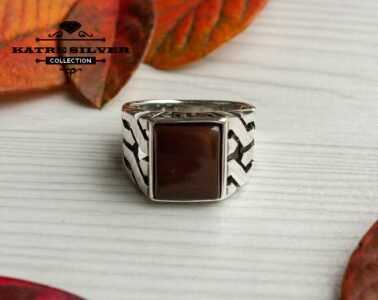 Statement Ring Unique Mens Ring Celtic Handcrafted Silver Rings Massive Ring Unique Mens Ring Brown Silver Ring Turkish Summer Jewelry - Image 3