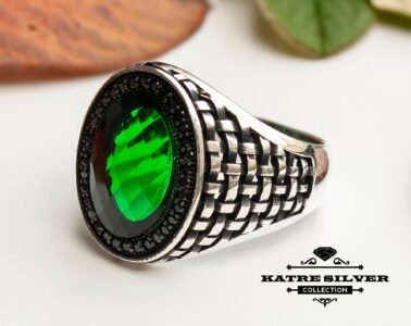 Green Statement Ring Unique Mens Ring Celtic Handcrafted Silver Rings Massive Ring Unique Mens Ring Green Silver Ring Turkish Summer Jewelry - Image 4
