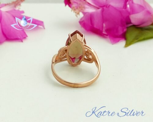 Rose Gold Vintage Ring, Marquise Engagement Ring, Marquise Ring, Art Deco Ring, Diaspore Ring, Vintage Engagement Ring - Image 9