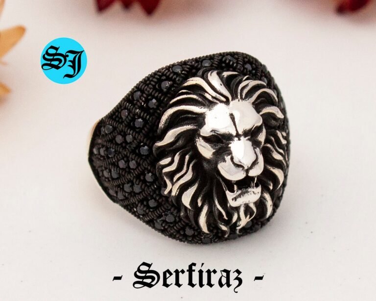 Silver Lion Ring, Lion Ring, Lion Head Ring, Animal Ring, Lion Jewelry, Mens Lion Ring, Sterling Silver Ring, Gift For Him