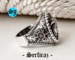 Greek Medusa Mens Statement Ring - Ship Wheel, 925 Sterling Silver and Oxidized Statement Ring - Best Gift Ideas - Image 7
