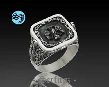 Imperial Double Headed Eagle Men Ring 925 Sterling Silver – Byzantine Symbol Signet Statement Ring Handmade Gift for Him - Image 3