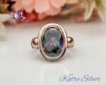 Oval Mystic Topaz Ring, Topaz Ring, Mystic Topaz, Mystic Topaz Jewelry, Handmade Ring, Statement Ring, Rainbow Ring, Solitaire Ring - Image 3