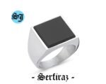 Square Mens Black Onyx Silver Signet Ring, Black Onyx Ring, Mens Signet Ring, Black Stone Ring, Onyx Jewelry, Men Gift Ring, Gift for Him - Image 3
