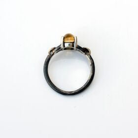 Yellow Citrine Ring Silver, Black Branch Ring, Cabochon Natural Gemstone Jewelry for Women, Statement Ring, Birthday Gift for Her - Image 8