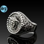 Greek Medusa Mens Statement Ring - Ship Wheel, 925 Sterling Silver and Oxidized Statement Ring - Best Gift Ideas