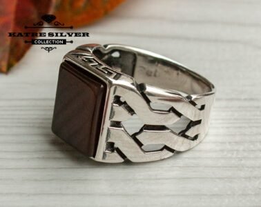 Statement Ring Unique Mens Ring Celtic Handcrafted Silver Rings Massive Ring Unique Mens Ring Brown Silver Ring Turkish Summer Jewelry - Image 4