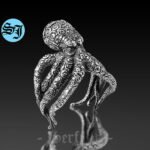 Silver Octopus Tentacle Adjustable Ring, Silver Octopus Jewelry, Tentacle Ring, Octopus Ring, Kraken Ring, Gift for Her Him