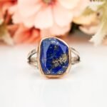 Gorgeous Gold and Blue Lapis Lazuli Ring, Handmade 925 Sterling Silver Women Ring, Rose Gold Chunky Ring, Gemstone Jewelry, Birthstone Gift - Image 3
