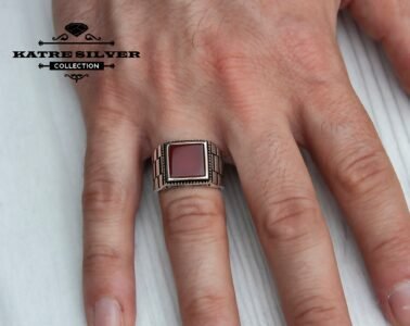 Unique Mens Agate Ring Sterling Silver Boho Jewelry Handcrafted Silver Turkish Ring Authentic Piece of Mens Silver Jewelry Gift for Him - Image 2