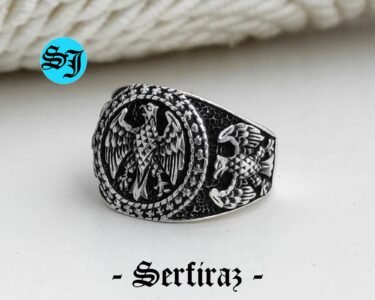 Silver Eagle Ring, American Eagle Ring, Mens Eagle Ring, Silver Men Ring, Round Eagle Ring, American Eagle, Gift For Him - Image 3