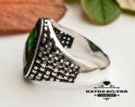 Green Statement Ring Unique Mens Ring Celtic Handcrafted Silver Rings Massive Ring Unique Mens Ring Green Silver Ring Turkish Summer Jewelry - Image 5