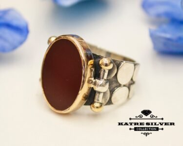 Powerful Agate Men Ring 925 Sterling Silver – Ottoman Style Handmade Statement Ring Turkish Silver Gift for Him - Image 4