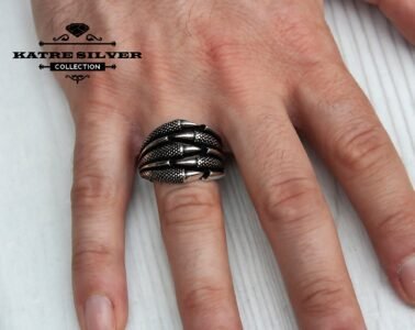 Eagle Claws Men and Unisex Ring Heavy Hand Made Sterling Silver 925 All Sizes Oxidized Wild Style Animal Jewelry Fast Shipping - Image 2